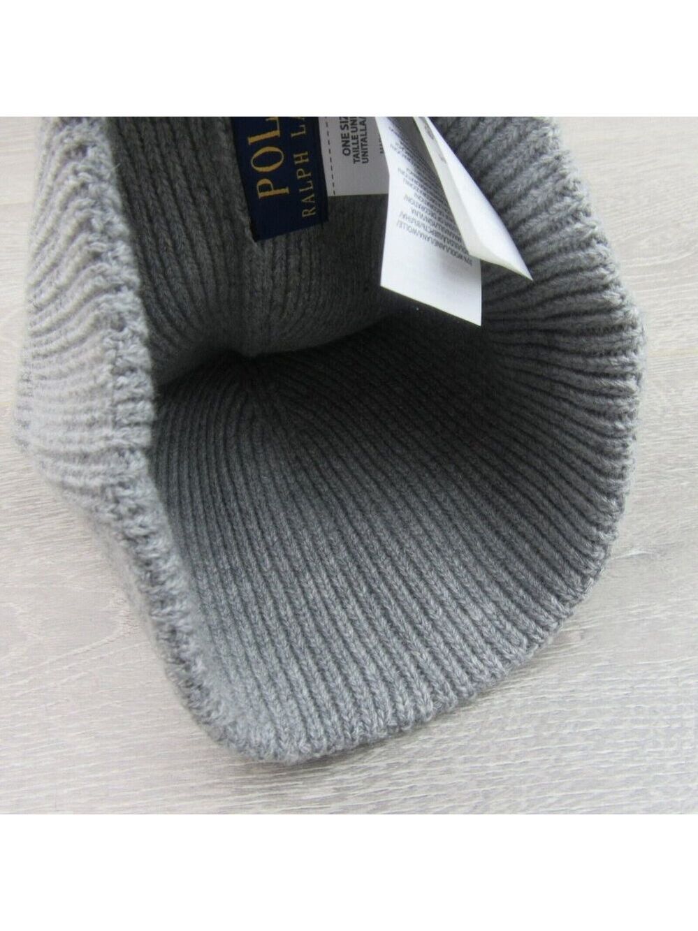 Polo Ralph Lauren RL Embroidered Bear Grey Beanie Cap One Size Fit NEW - Picture 7 of 10